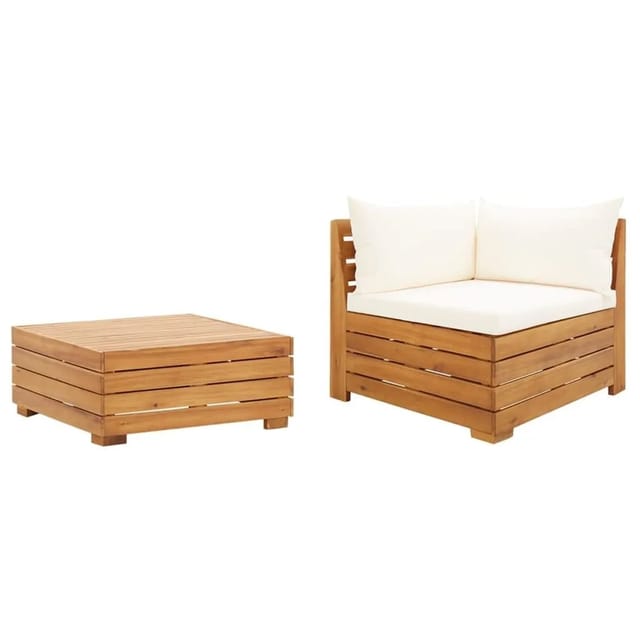 vidaXL 2-Tlg Garten-Lounge-Set mit Kissen Massivholz Akazie 316087