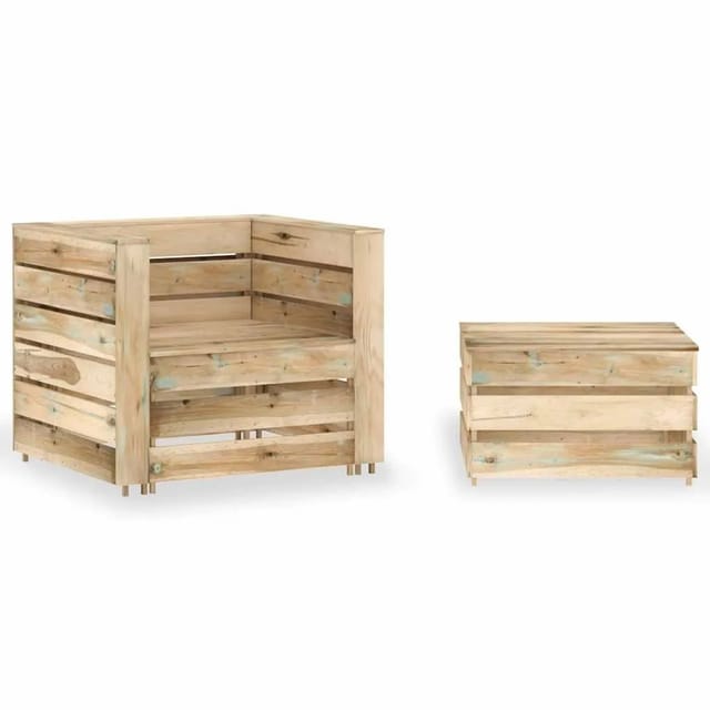 vidaXL 2-Tlg Garten-Lounge-Set aus Paletten Imprägniertes Kiefernholz 316204