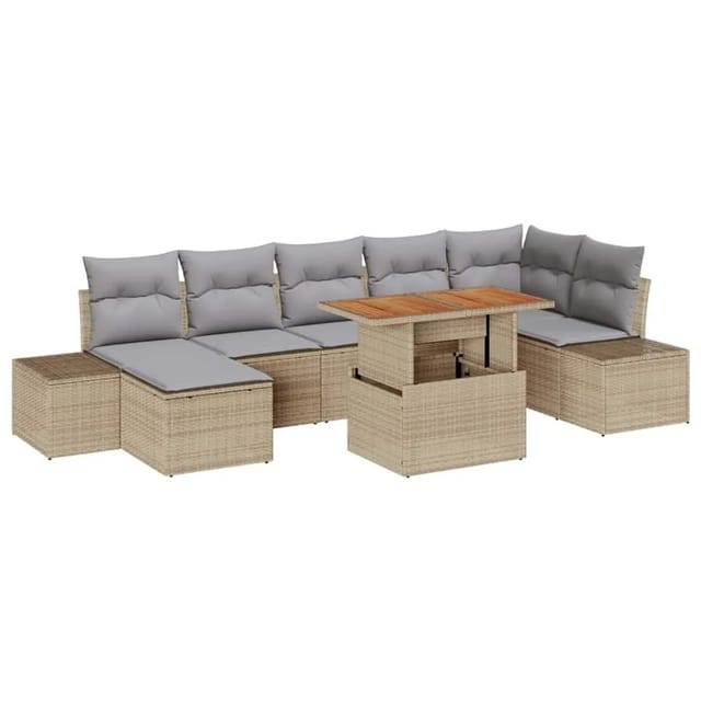 vidaXL Garten-Sofa-Set mit Kissen 8-Tlg Beige und Grau 3349993