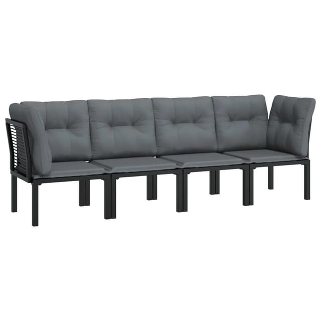 vidaXL 4-Tlg Garten-Lounge-Set Schwarz und Grau Poly Rattan 362802