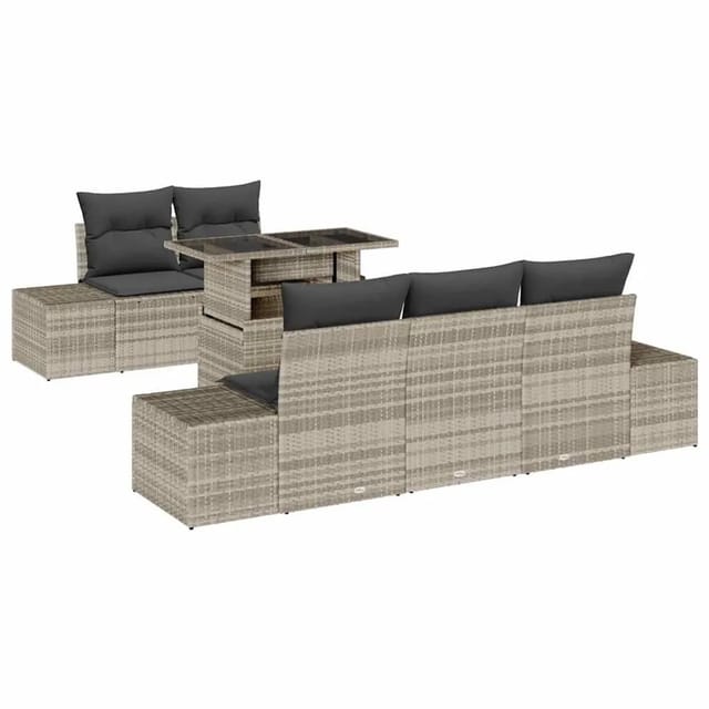 vidaXL Garten-Sofa-Set mit Kissen 6-Tlg Hellgrau und Dunkelgrau 3357835