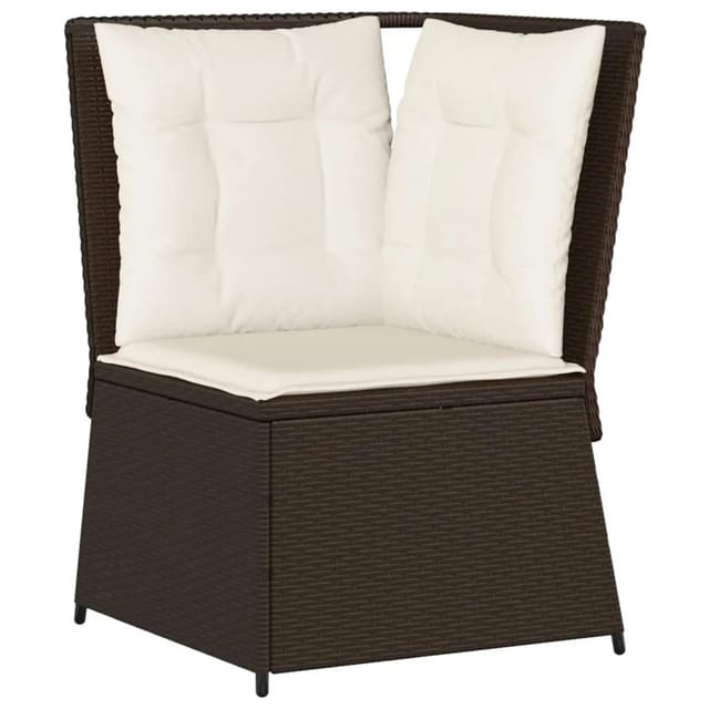 vidaXL Garten-Ecksofa mit Kissen Braun Poly Rattan 368983