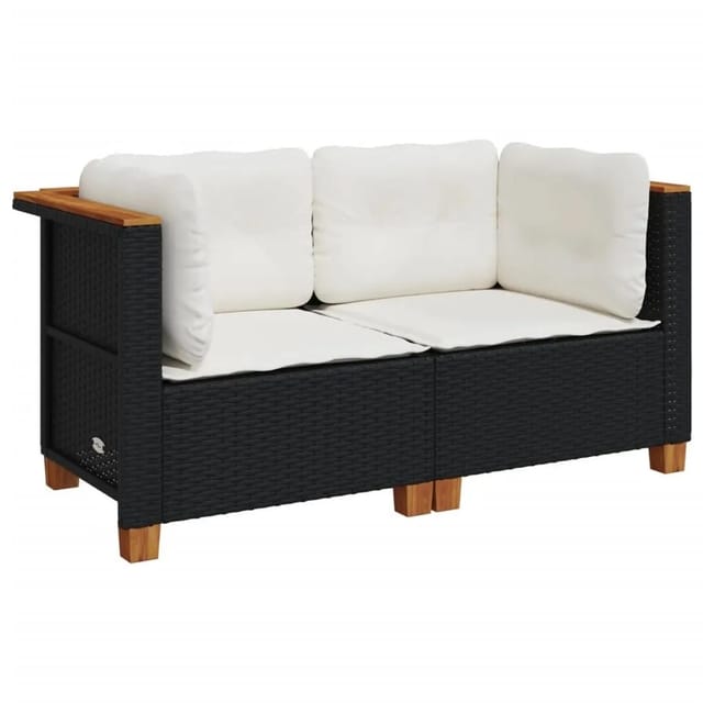 vidaXL Garten-Ecksofas mit Kissen 2 Stk Schwarz Poly Rattan 365914