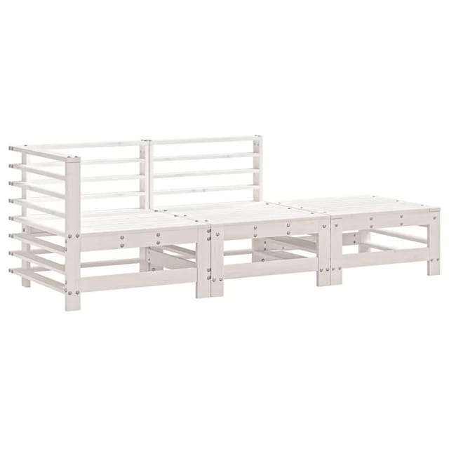 vidaXL 3-Tlg Garten-Lounge-Set Weiß Massivholz Kiefer 825647