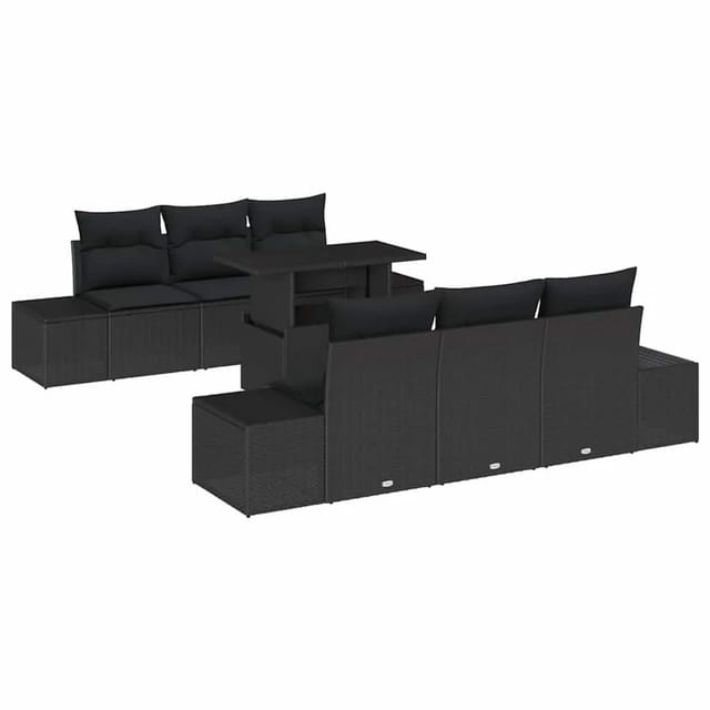 vidaXL Garten-Sofa-Set mit Kissen 7-Tlg Schwarz 3357846