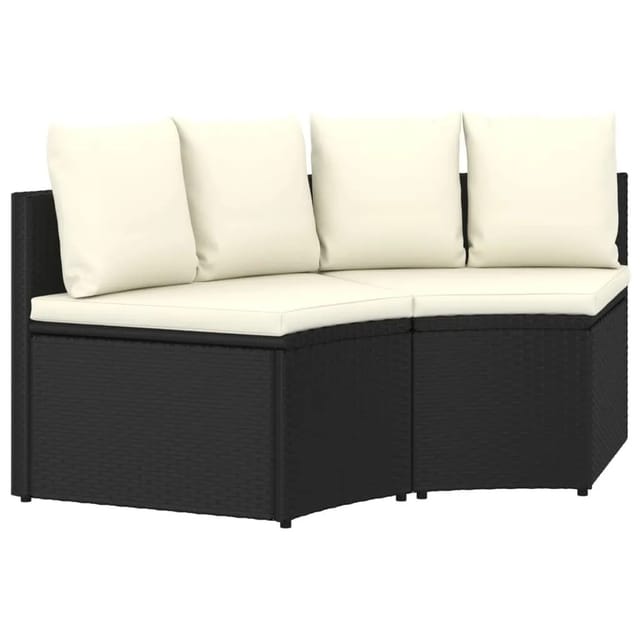 vidaXL 2 Tlg Garten-Sofagarnitur mit Auflagen Poly Rattan Schwarz 310464