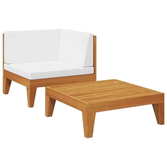 vidaXL 2-Tlg Garten-Lounge-Set mit Auflagen Massivholz Akazie 312146