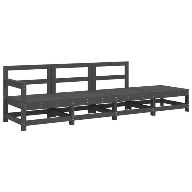 vidaXL 4-Tlg Garten-Lounge-Set Grau Massivholz Kiefer 825536