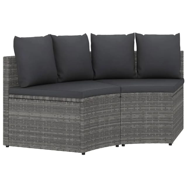 vidaXL 2 Tlg Garten-Sofagarnitur mit Auflagen Poly Rattan Grau 310468