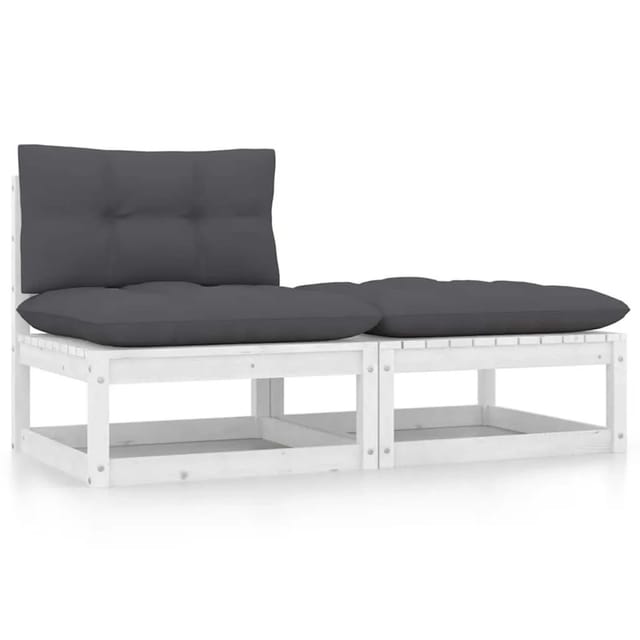 vidaXL 2-Tlg Garten-Lounge-Set mit Kissen Weiß Kiefer Massivholz 805756