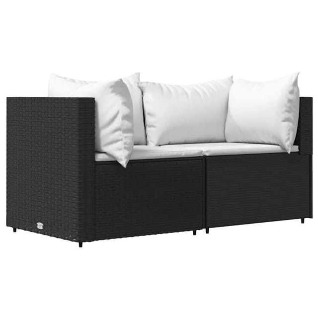 vidaXL Garten-Ecksofas mit Kissen 2 Stk Schwarz Poly Rattan 319730