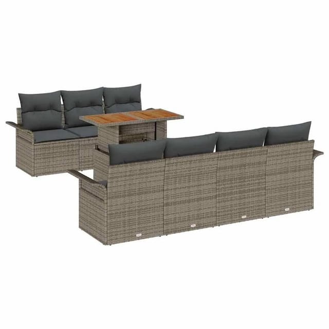 vidaXL Garten-Sofa-Set mit Kissen 8-Tlg Grau 3349292