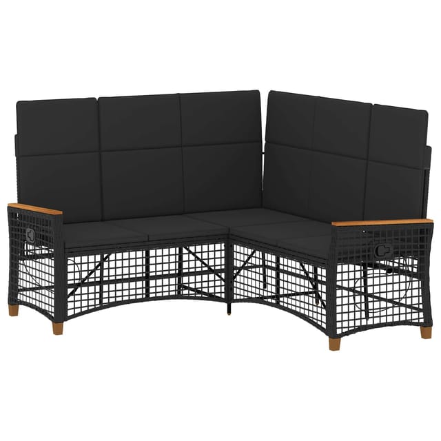 vidaXL Garten Liegesofa Set Schwarz 164 x 164 x 112 cm Poly-Rattan 42026822
