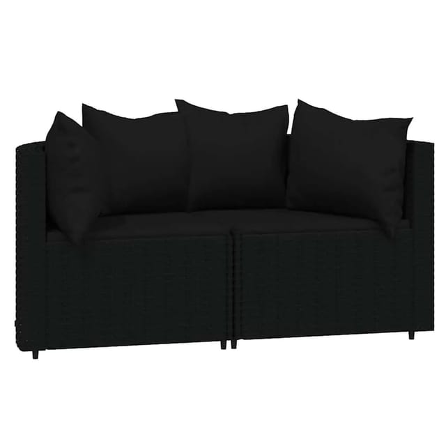 vidaXL Garten-Ecksofas mit Kissen 2 Stk Schwarz Poly Rattan 319790