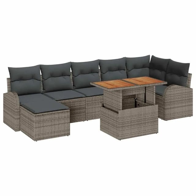 vidaXL Garten-Sofa-Set mit Kissen 8-Tlg Grau 3349614