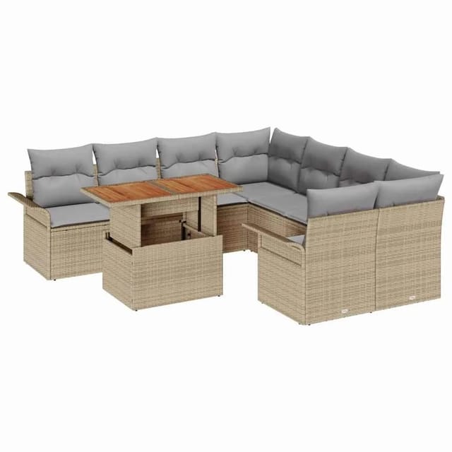 vidaXL Garten-Sofa-Set mit Kissen Beige und Hellgrau 3349314