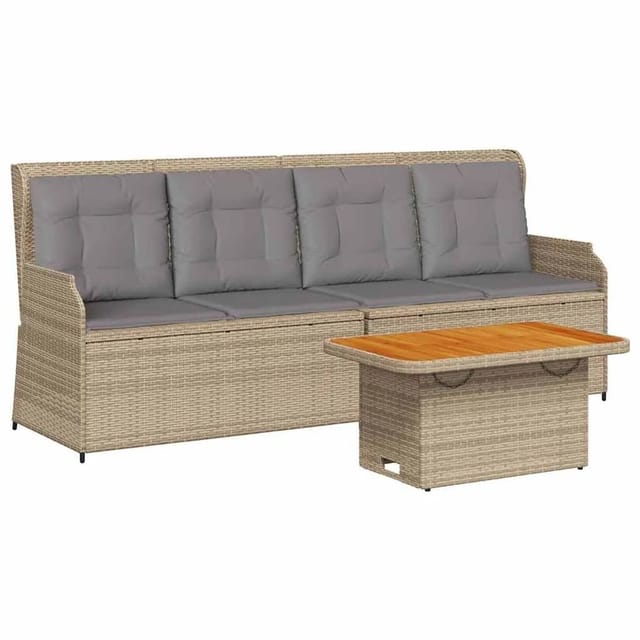 vidaXL 3-Tlg Garten-Lounge-Set mit Kissen Beige Poly Rattan 3262445