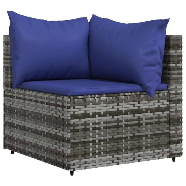 vidaXL Garten-Ecksofa mit Kissen Grau Poly Rattan 319841