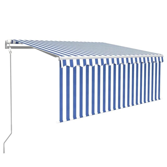 vidaXL Markise Automatisch mit Rollo LED Windsensor 3,5x2,5m Blau Weiß 3069291