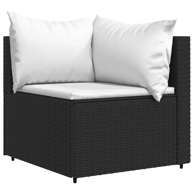 vidaXL Garten-Ecksofa mit Kissen Schwarz Poly Rattan 319729