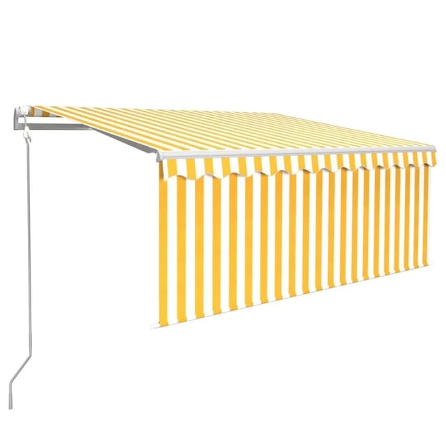 vidaXL Markise Automatisch mit Rollo LED Windsensor 3,5x2,5m Gelb Weiß 3069293