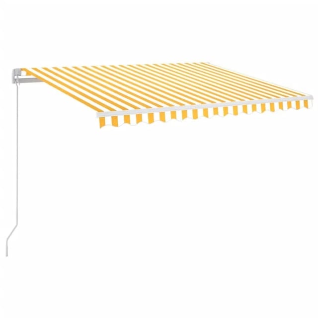 vidaXL Markise Manuell Einziehbar mit LED 350x250 cm Gelb und Weiß 3068883
