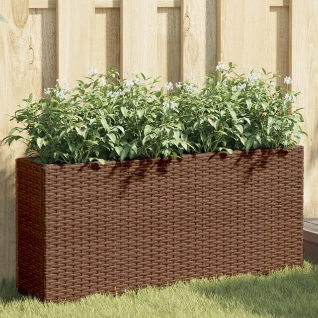 vidaXL Pflanzkübel mit 2 Töpfen 2 Stk Braun 90x20x40 cm Poly Rattan 3210514