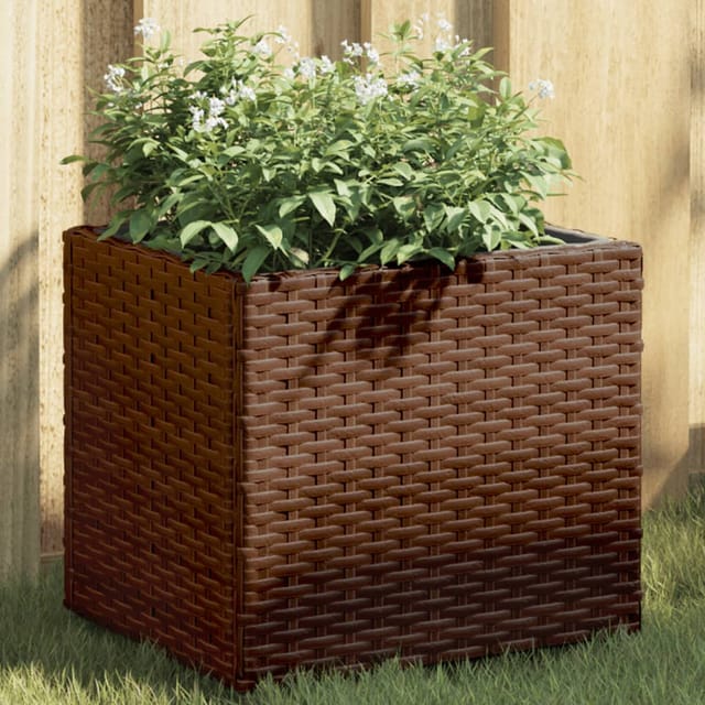 vidaXL Pflanzkübel 2 Stk Braun 36x30x32 cm Poly Rattan 3210532