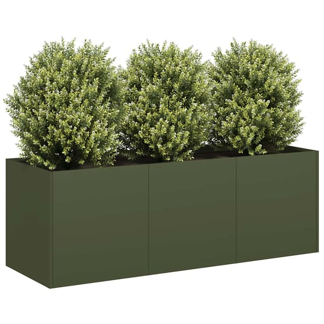 vidaXL Pflanzkübel Olivgrün 120x40x40 cm Kaltgewalzter Stahl 860678