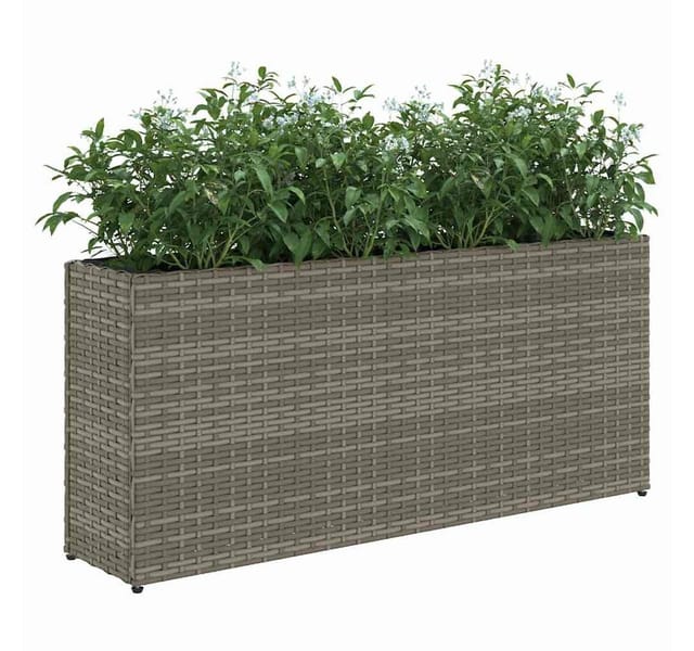 vidaXL Pflanzkübel mit 2 Töpfen 2 Stk Grau 90x20x40 cm Poly Rattan 3210515
