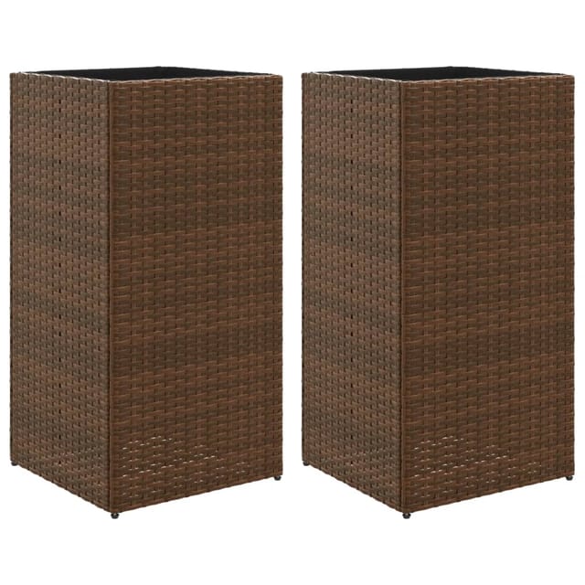 vidaXL Pflanzkübel 2 Stk Braun 40x40x80 cm Poly Rattan 3210520