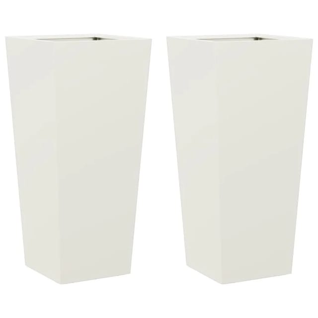 vidaXL Pflanzkübel 2 Stk Weiß 35x35x75 cm Stahl 851083