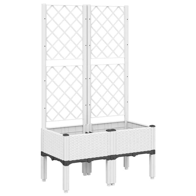 vidaXL Pflanzkübel mit Rankgitter Weiß 80x40x142 cm PP 367924