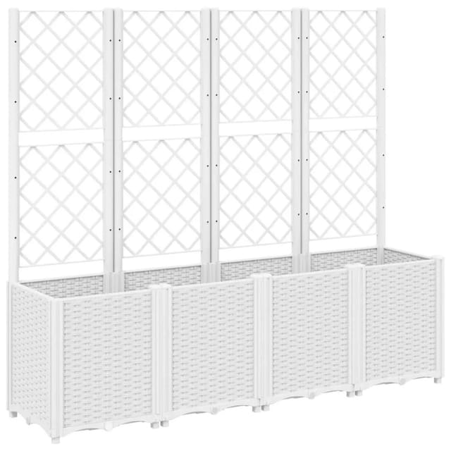vidaXL Pflanzkübel mit Rankgitter Weiß 160x40x140 cm PP 367874