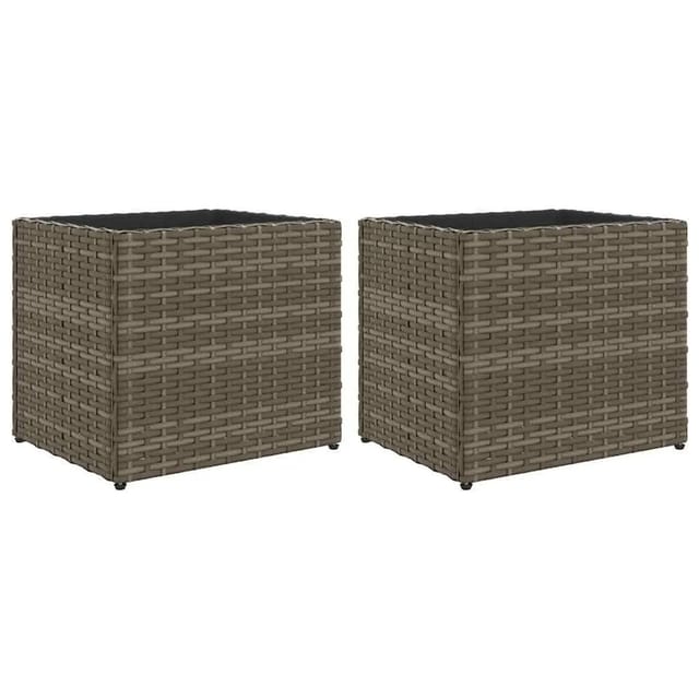 vidaXL Pflanzkübel 2 Stk Grau 36x30x32 cm Poly Rattan 3210533