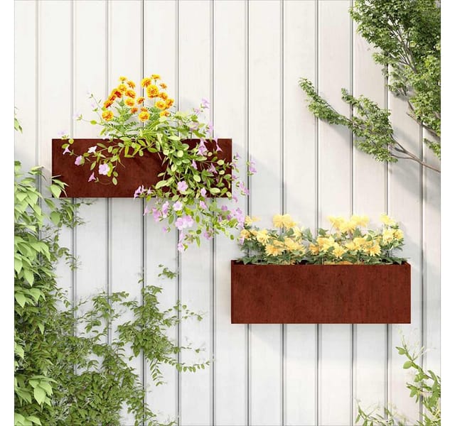 vidaXL Wand-Pflanzkübel 2 Stk Rostig Cortenstahl 53x10x17 cm 823686