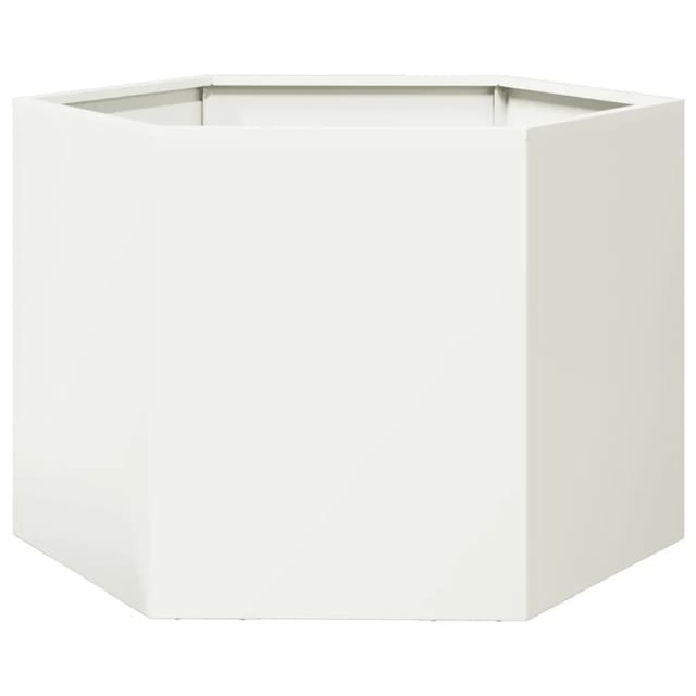 vidaXL Pflanzkübel Weiß Sechseckig 69x60x45 Stahl 851123