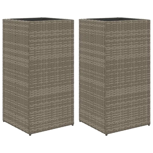vidaXL Pflanzkübel 2 Stk Grau 40x40x80 cm Poly Rattan 3210521