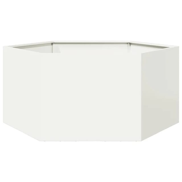 vidaXL Pflanzkübel Weiß Sechseckig 104x90x45 Stahl 851130
