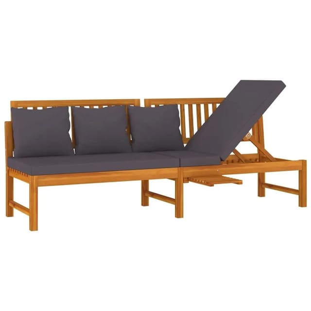 vidaxL Tagesbett mit Grauen Kissen 200x60x75 cm Massivholz Akazie 312145