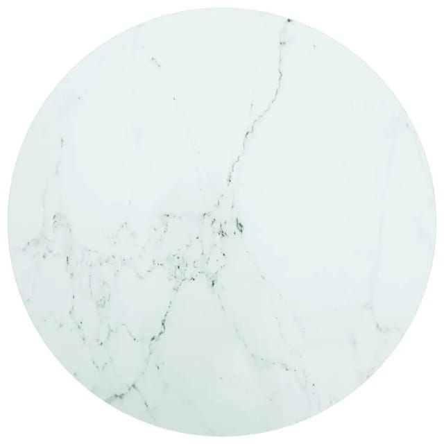 vidaXL Tischplatte Weiß Ø70x0,8 cm Hartglas in Marmoroptik 322249