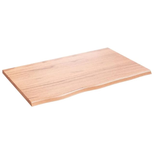 vidaXL Tischplatte Hellbraun 80x50x2 cm Massivholz Eiche Behandelt 3156356
