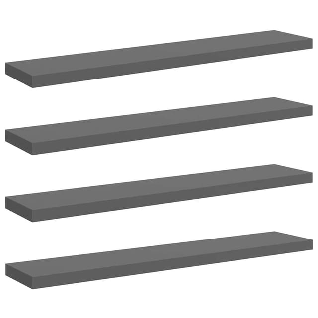 vidaXL Schweberegale 4 Stk Hochglanz-Grau 120x23,5x3,8 cm MDF 323801