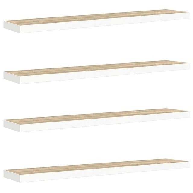 vidaXL Schweberegale 4 Stk Eichen-Optik und Weiß 120x23,5x3,8 cm MDF 326587