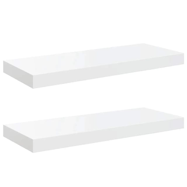 vidaXL Schweberegale 2 Stk Hochglanz-Weiß 60x23,5x3,8 cm MDF 323749