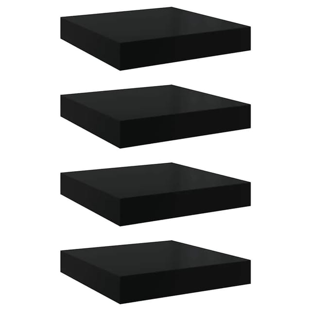 vidaXL Schweberegale 4 Stk Hochglanz-Schwarz 23x23,5x3,8 cm MDF 323762