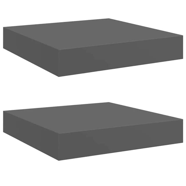 vidaXL Schweberegale 2 Stk Hochglanz-Grau 23x23,5x3,8 cm MDF 323782