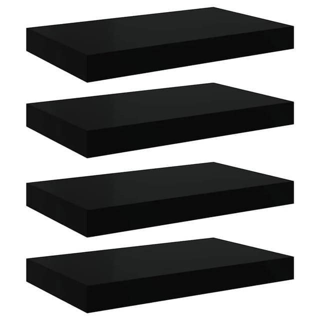 vidaXL Schweberegale 4 Stk Hochglanz-Schwarz 40x23x3,8 cm MDF 323765
