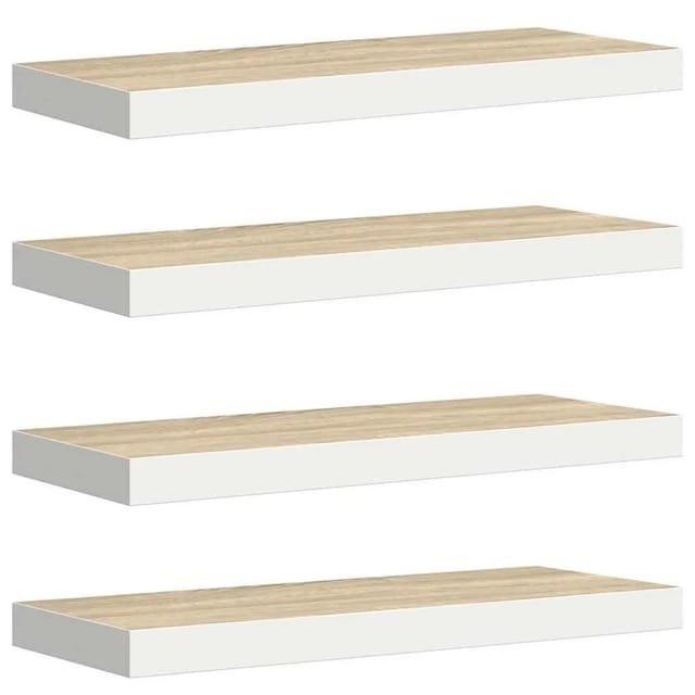 vidaXL Schweberegale 4 Stk Eichen-Optik und Weiß 60x23,5x3,8 cm MDF 326578