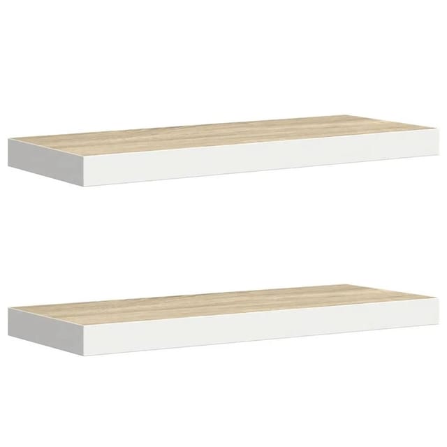 vidaXL Schweberegale 2 Stk Eichen-Optik und Weiß 60x23,5x3,8 cm MDF 326577
